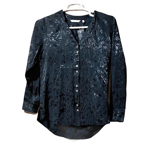 Soft Surroundings Women's Black Long Sleeves Shirt Blouse Work Office Sz Small - Picture 2 of 7